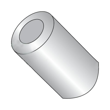 Round Spacer, #10 Screw Size, Plain Aluminum, 1/4 In Overall Lg, 0.192 In Inside Dia